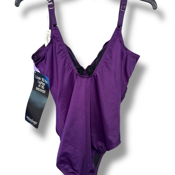 NWT SZ 16 Miraclesuit Plum Must Have Sanibel Ruched One Piece Swimsuit - Picture 3 of 11